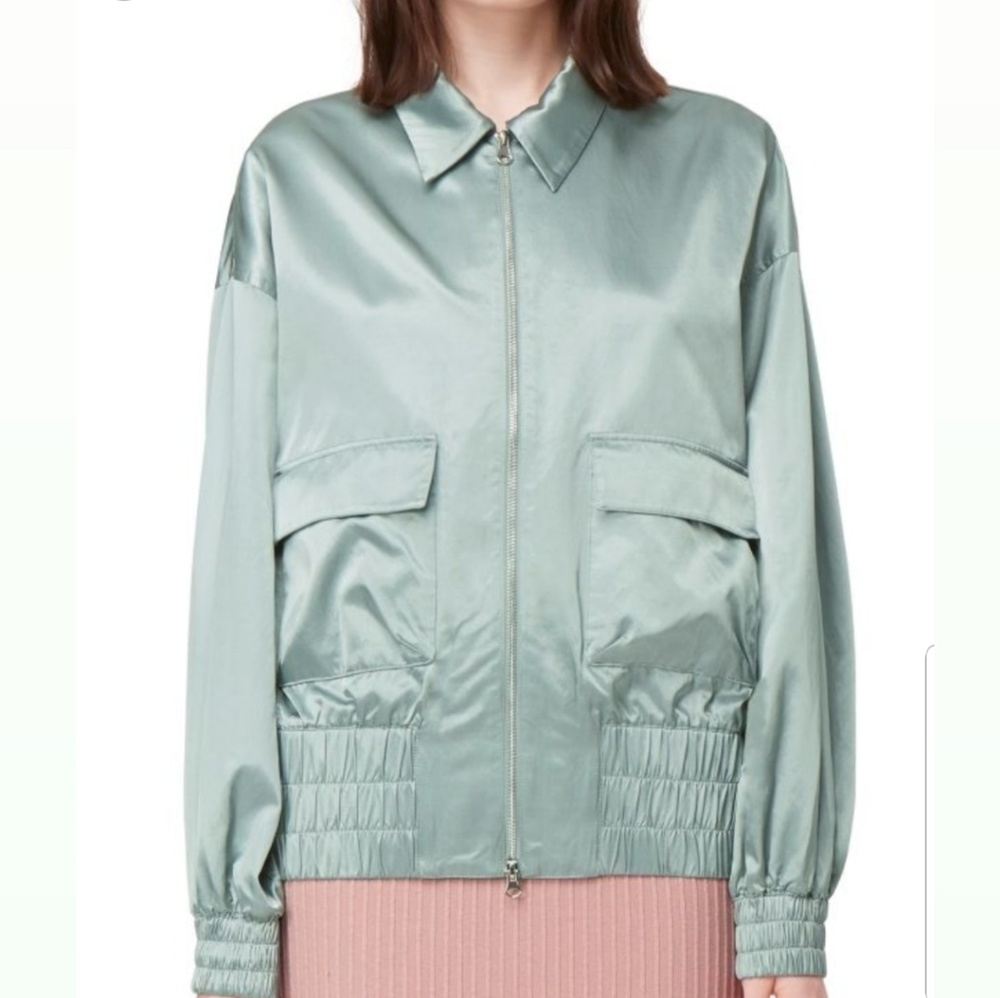 WEEKDAY teal satin jacket